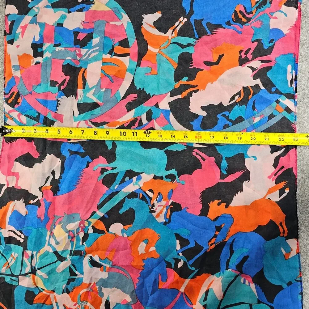Lightweight Equestrian Scarf Colorful Abstract Art To Wear Horse Design 60